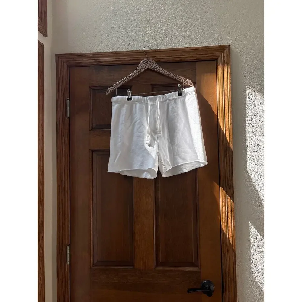 FRANK & EILEEN Pearl Triple Fleece Shorts in White Size XL